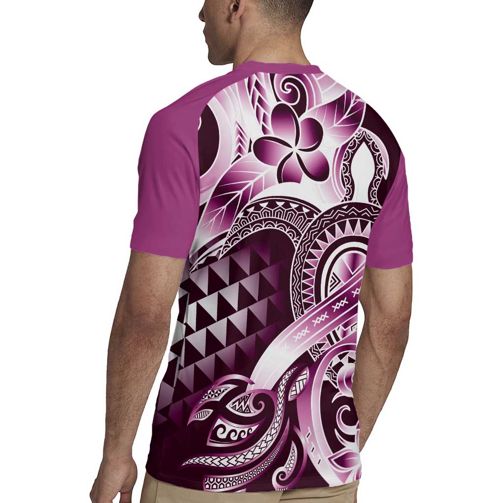 Aloha Pink Tribal Honu Tattoo Rugby Jersey LT9 - Polynesian Pride