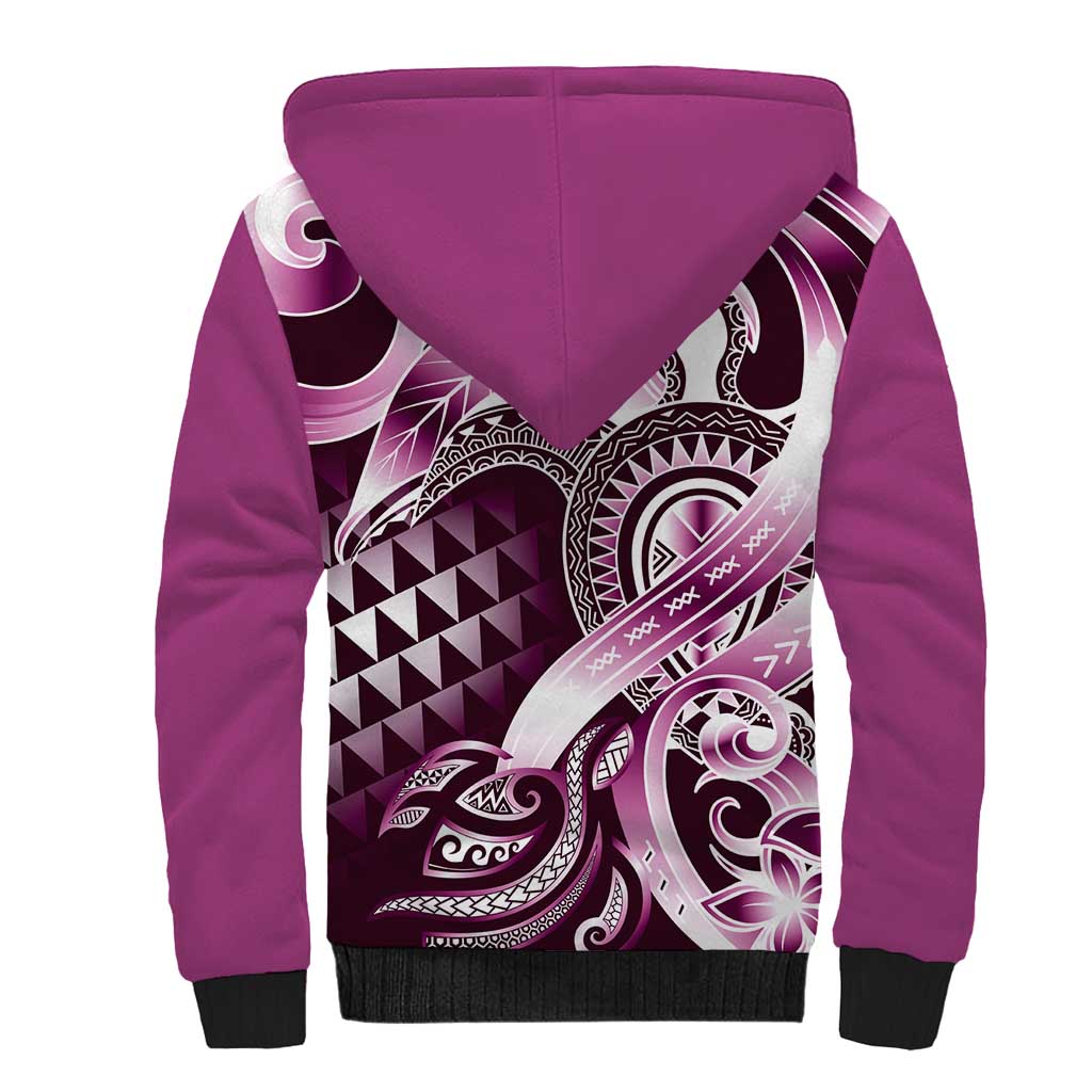 Aloha Pink Tribal Honu Tattoo Sherpa Hoodie LT9 - Polynesian Pride