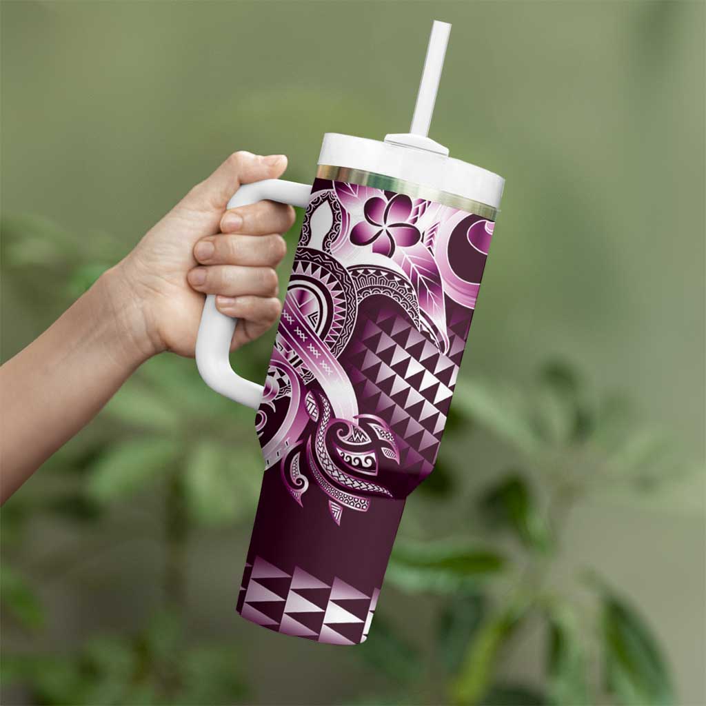 Aloha Pink Tribal Honu Tattoo Tumbler With Handle LT9 - Polynesian Pride