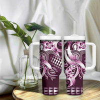 Aloha Pink Tribal Honu Tattoo Tumbler With Handle LT9 - Polynesian Pride