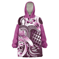 Aloha Pink Tribal Honu Tattoo Wearable Blanket Hoodie LT9 One Size Pink - Polynesian Pride