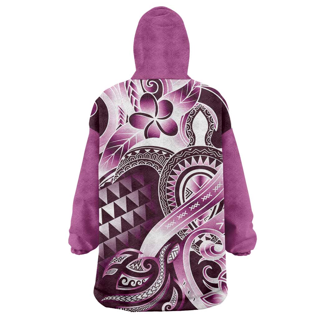 Aloha Pink Tribal Honu Tattoo Wearable Blanket Hoodie LT9 - Polynesian Pride