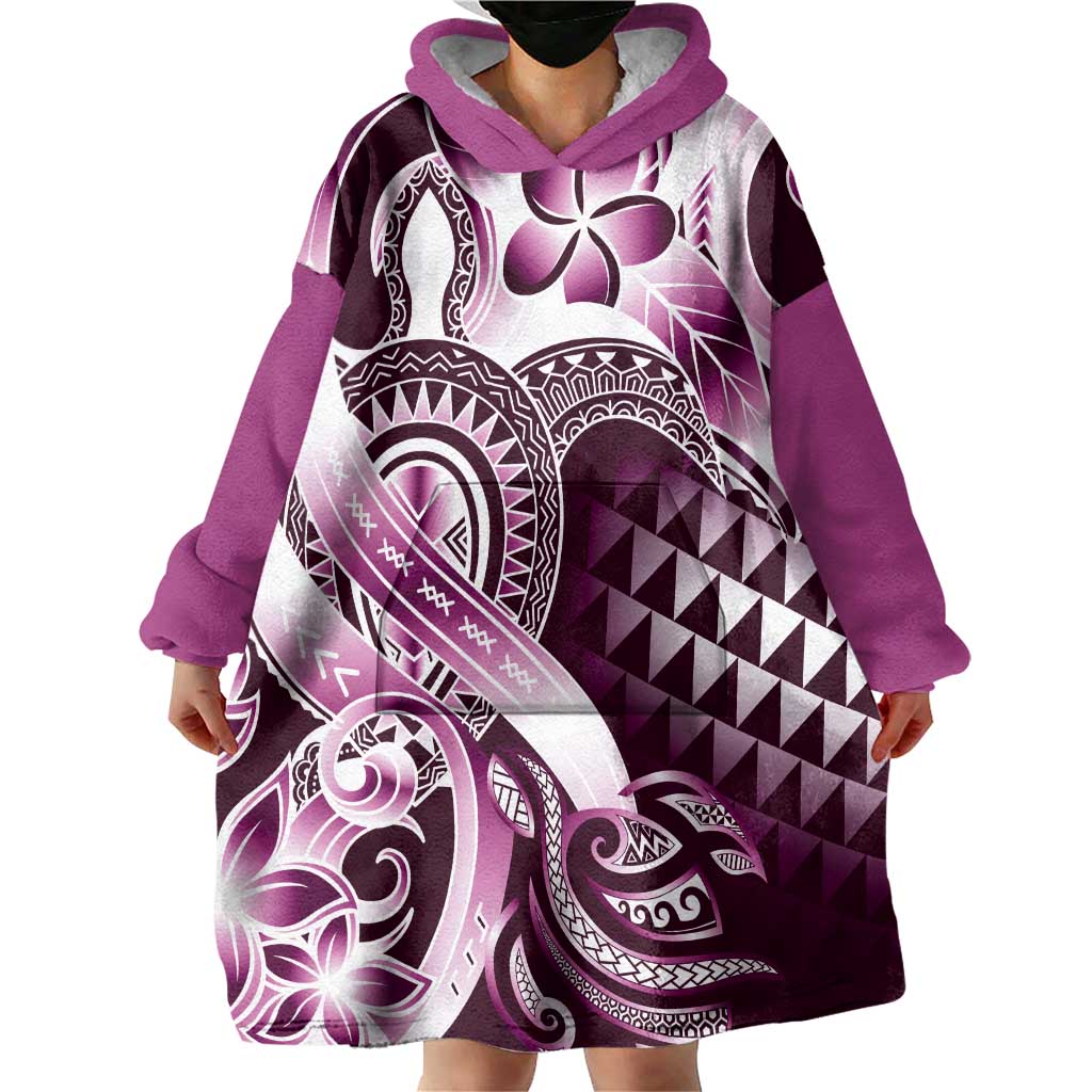 Aloha Pink Tribal Honu Tattoo Wearable Blanket Hoodie LT9 - Polynesian Pride