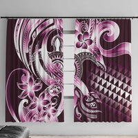Aloha Pink Tribal Honu Tattoo Window Curtain LT9 With Hooks Pink - Polynesian Pride
