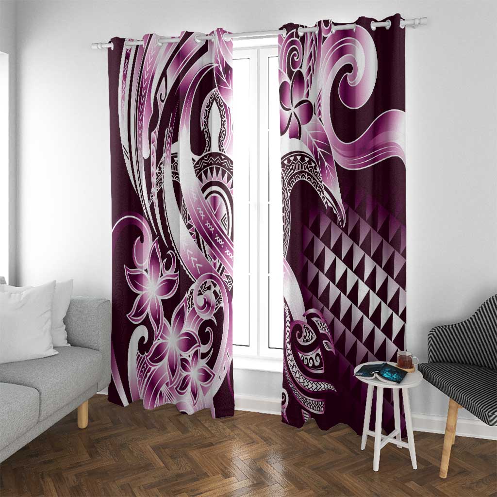 Aloha Pink Tribal Honu Tattoo Window Curtain LT9 With Grommets Pink - Polynesian Pride