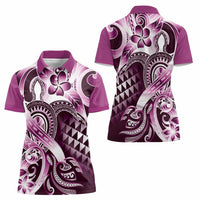 Aloha Pink Tribal Honu Tattoo Women Polo Shirt