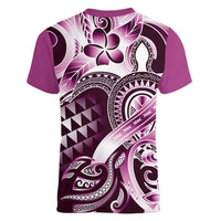 Aloha Pink Tribal Honu Tattoo Women V-Neck T-Shirt LT9 - Polynesian Pride
