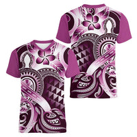 Aloha Pink Tribal Honu Tattoo Women V-Neck T-Shirt LT9 - Polynesian Pride