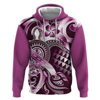Aloha Pink Tribal Honu Tattoo Zip Hoodie