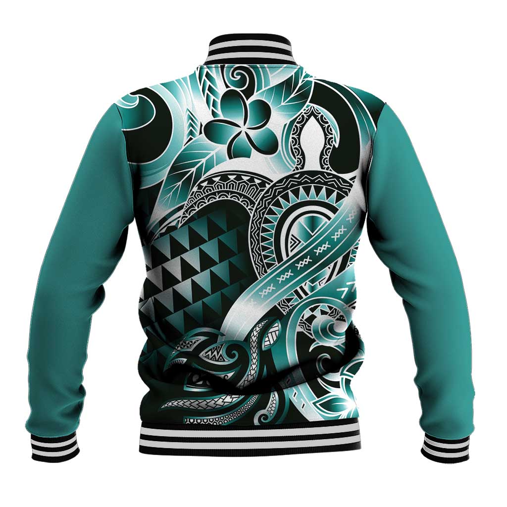 Aloha Turquoise Tribal Honu Tattoo Baseball Jacket LT9 - Polynesian Pride