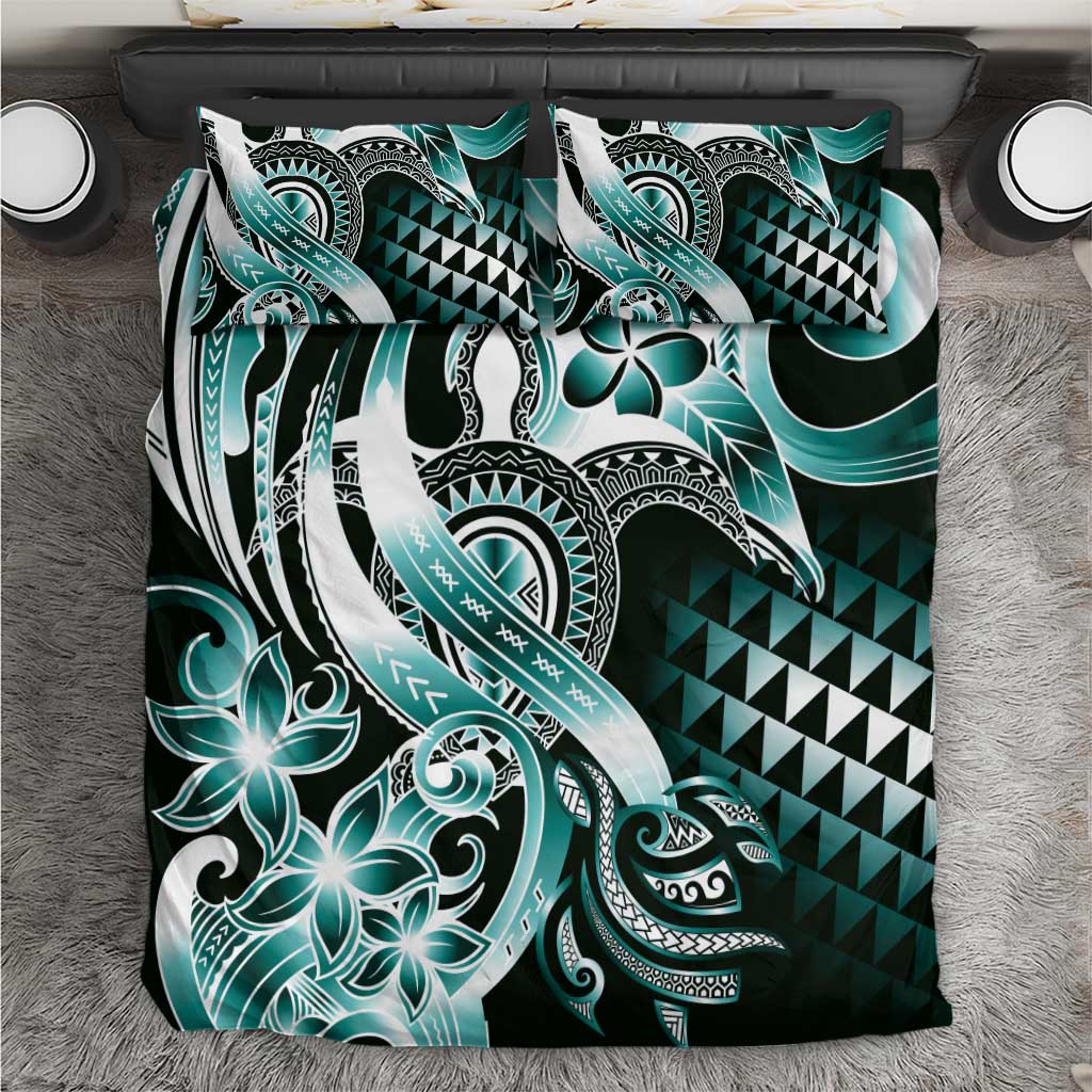 Aloha Turquoise Tribal Honu Tattoo Bedding Set