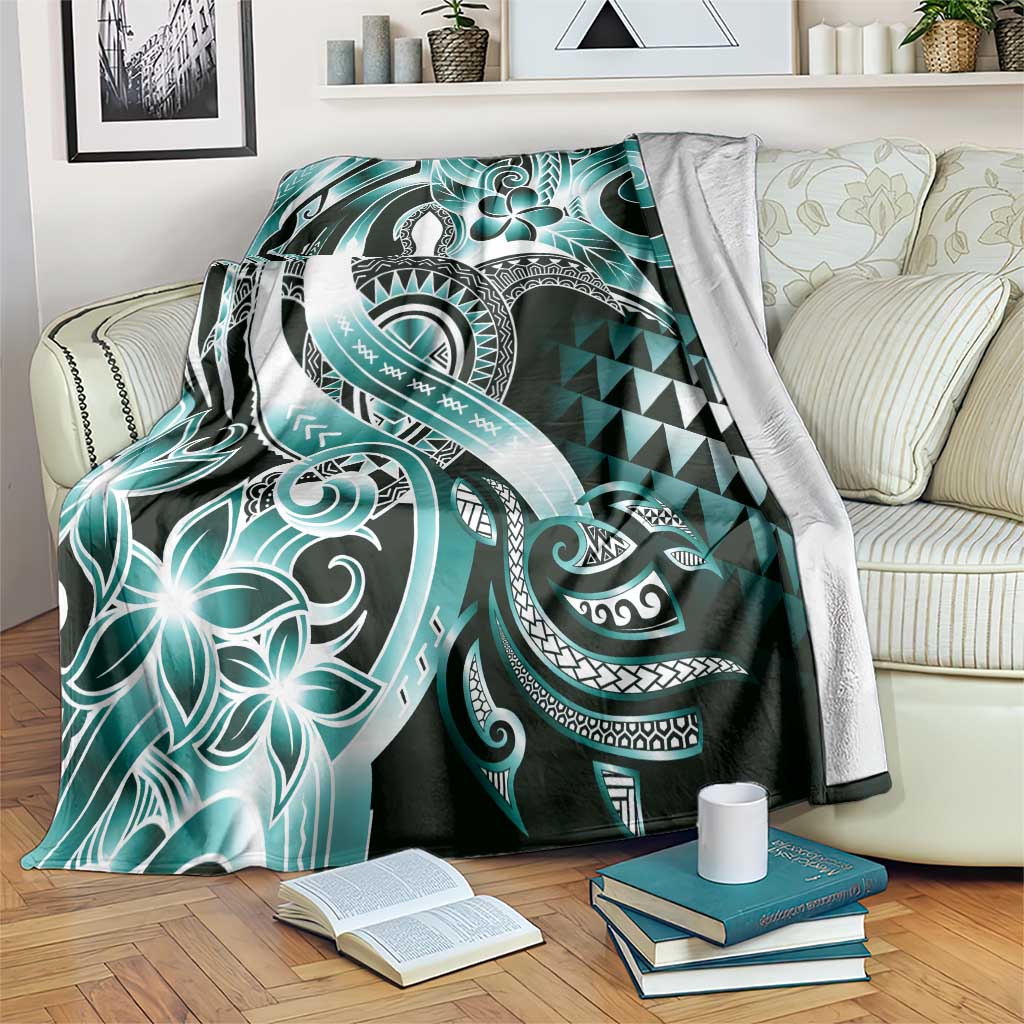 Aloha Turquoise Tribal Honu Tattoo Blanket LT9 Turquoise - Polynesian Pride