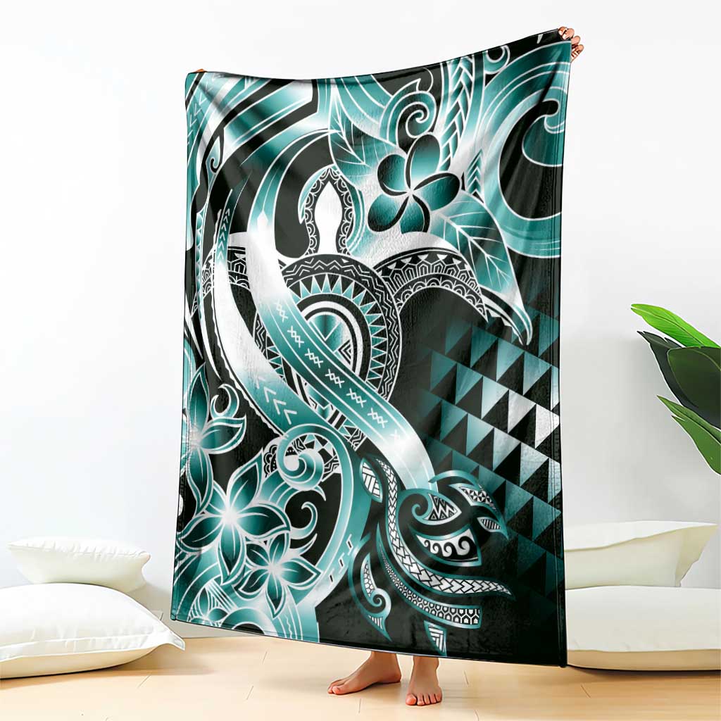 Aloha Turquoise Tribal Honu Tattoo Blanket LT9 - Polynesian Pride