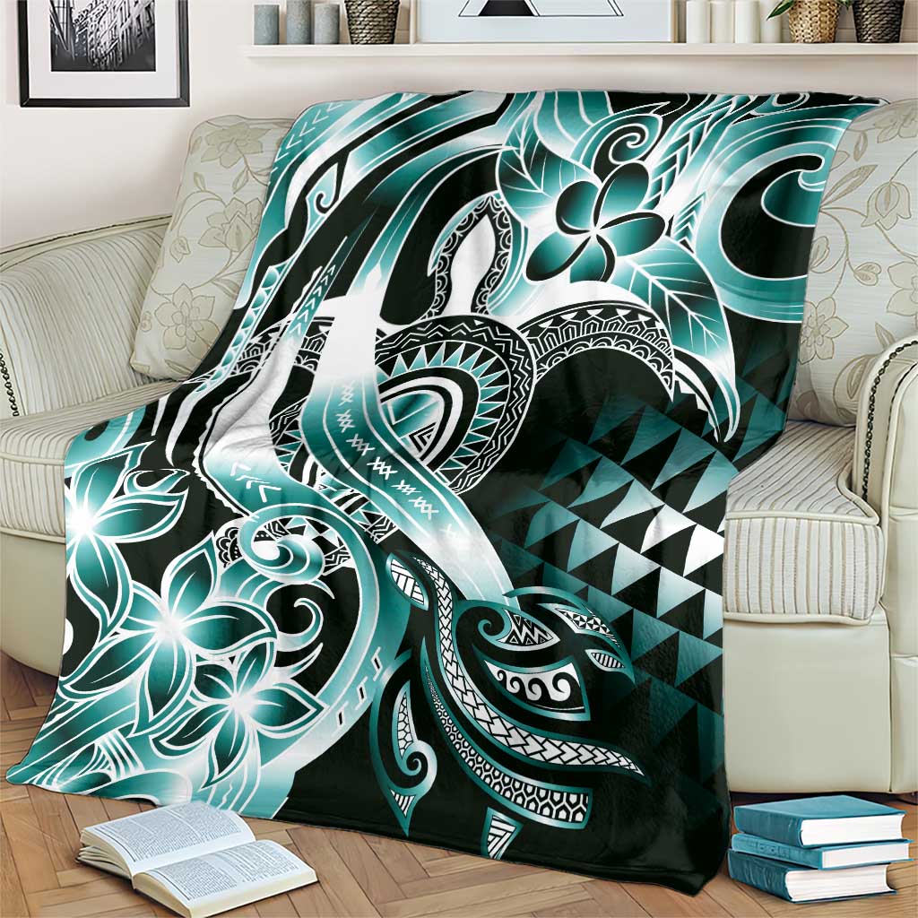 Aloha Turquoise Tribal Honu Tattoo Blanket LT9 - Polynesian Pride