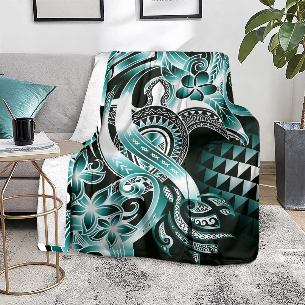Aloha Turquoise Tribal Honu Tattoo Blanket LT9 - Polynesian Pride