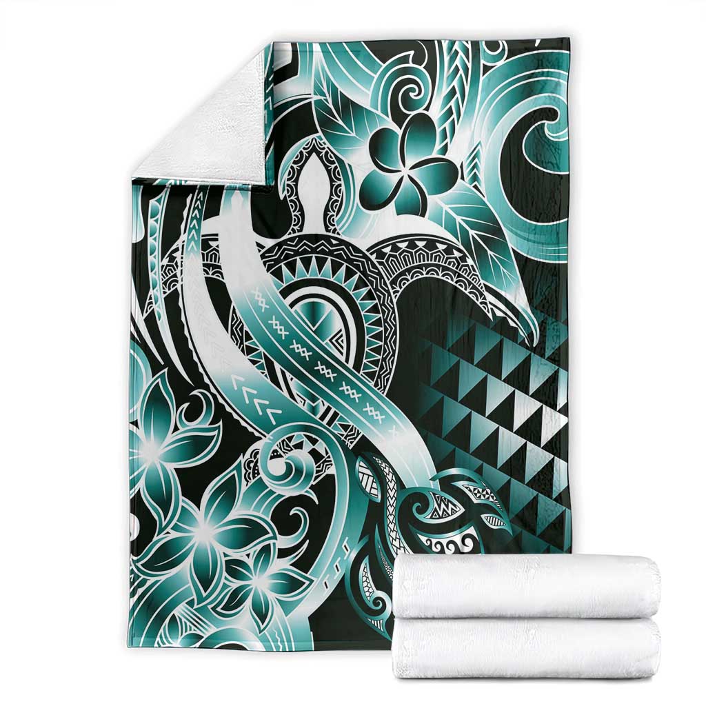 Aloha Turquoise Tribal Honu Tattoo Blanket LT9 - Polynesian Pride