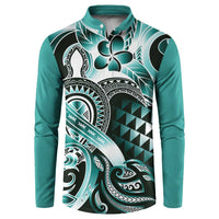 Aloha Turquoise Tribal Honu Tattoo Button Sweatshirt
