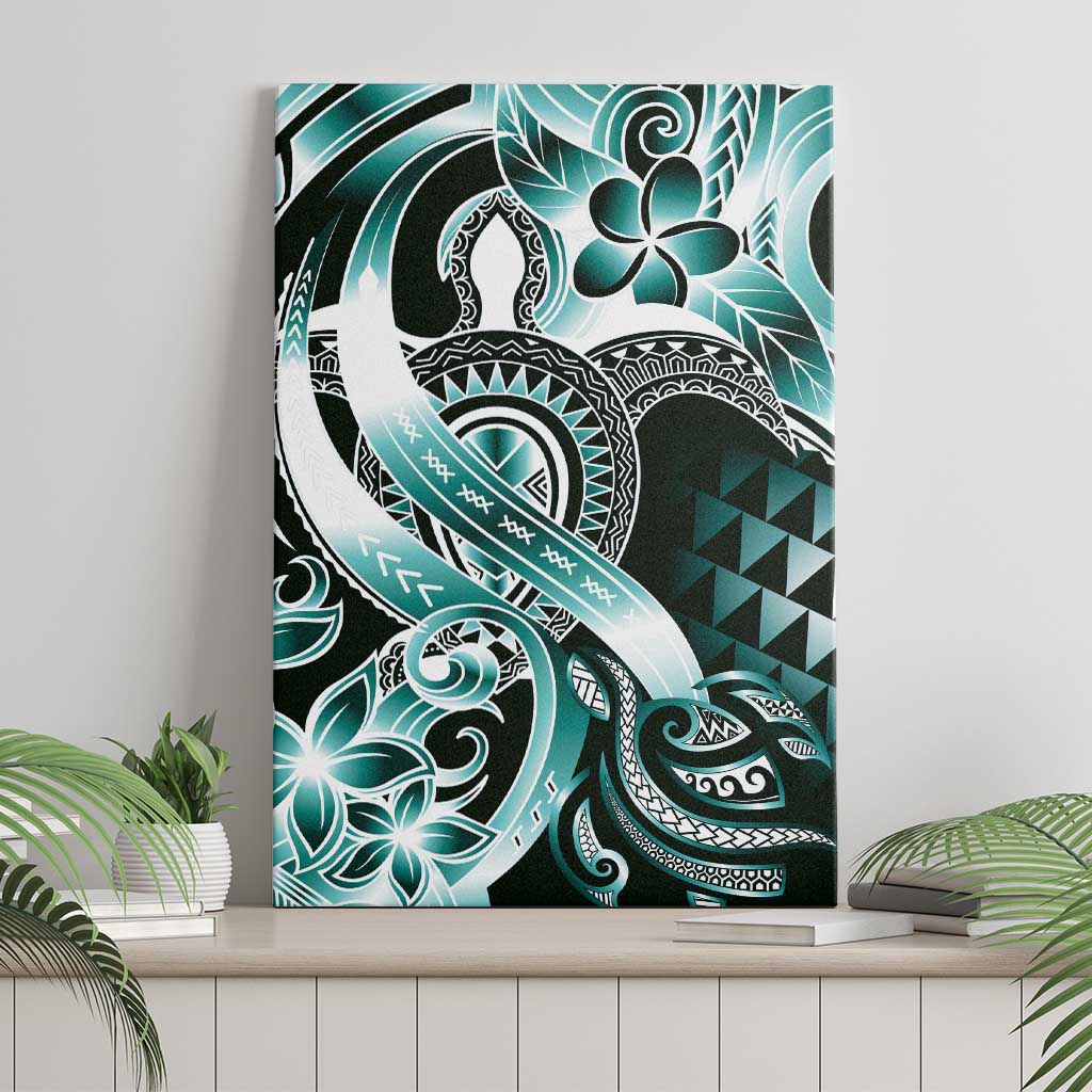 Aloha Turquoise Tribal Honu Tattoo Canvas Wall Art LT9 - Polynesian Pride