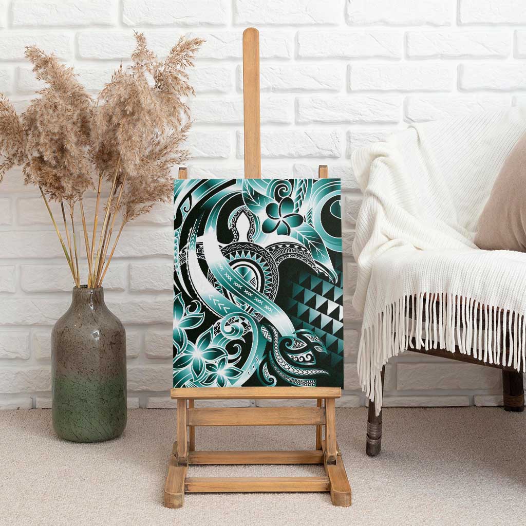 Aloha Turquoise Tribal Honu Tattoo Canvas Wall Art LT9 - Polynesian Pride