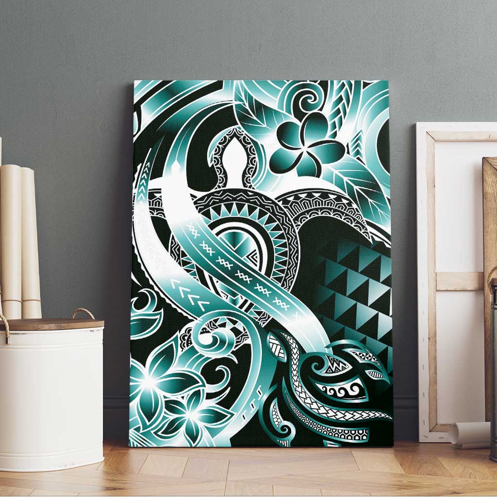 Aloha Turquoise Tribal Honu Tattoo Canvas Wall Art LT9 - Polynesian Pride