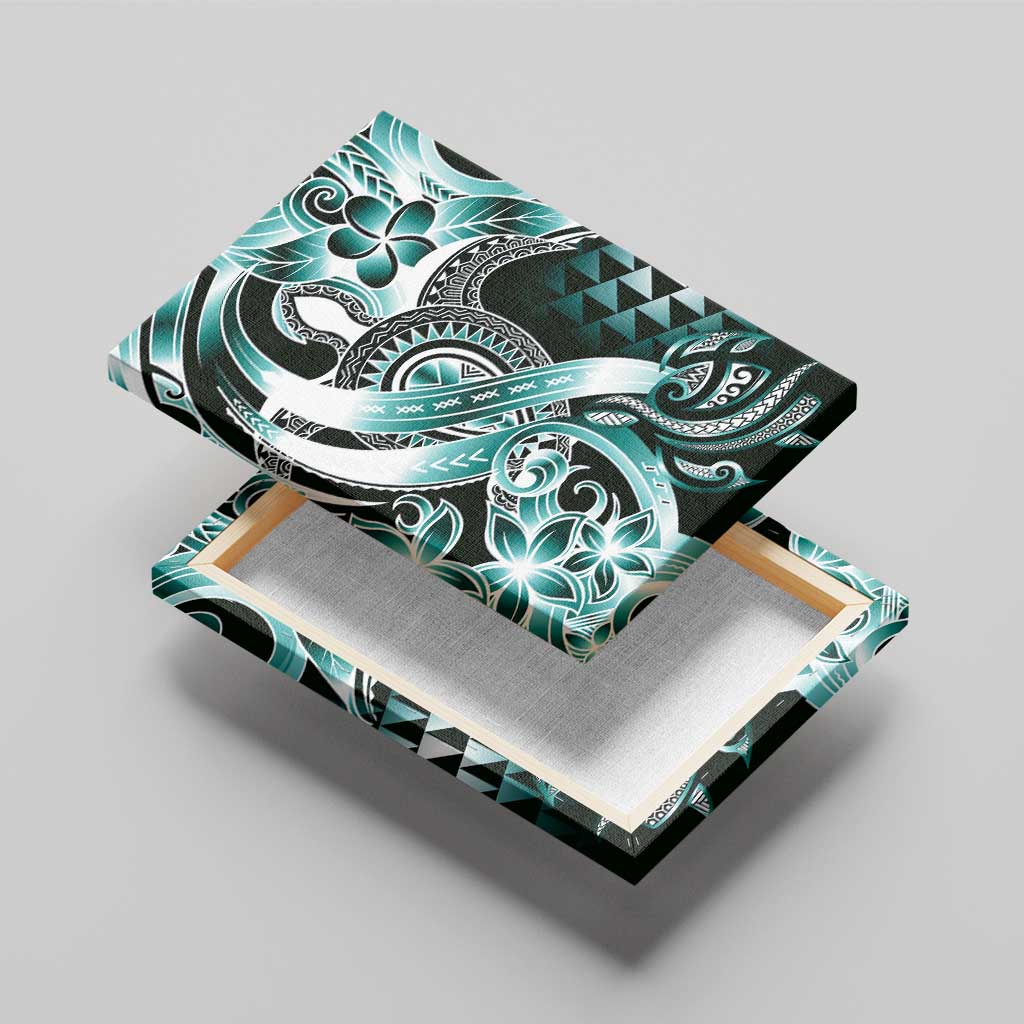 Aloha Turquoise Tribal Honu Tattoo Canvas Wall Art LT9 - Polynesian Pride