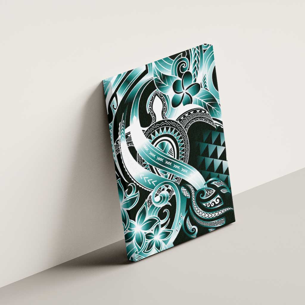 Aloha Turquoise Tribal Honu Tattoo Canvas Wall Art LT9 - Polynesian Pride