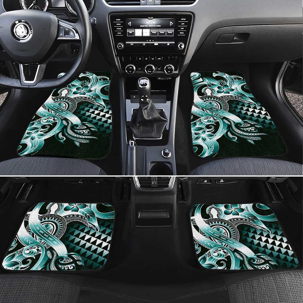 Aloha Turquoise Tribal Honu Tattoo Car Mats LT9 Set 4pcs Turquoise - Polynesian Pride