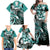 Aloha Turquoise Tribal Honu Tattoo Family Matching Off Shoulder Maxi Dress and Hawaiian Shirt