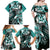 Aloha Turquoise Tribal Honu Tattoo Family Matching Off Shoulder Maxi Dress and Hawaiian Shirt