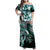 Aloha Turquoise Tribal Honu Tattoo Family Matching Off Shoulder Maxi Dress and Hawaiian Shirt