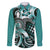 Aloha Turquoise Tribal Honu Tattoo Family Matching Off Shoulder Short Dress and Hawaiian Shirt