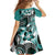 Aloha Turquoise Tribal Honu Tattoo Family Matching Short Sleeve Bodycon Dress and Hawaiian Shirt