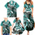 Aloha Turquoise Tribal Honu Tattoo Family Matching Summer Maxi Dress and Hawaiian Shirt