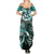 Aloha Turquoise Tribal Honu Tattoo Family Matching Summer Maxi Dress and Hawaiian Shirt