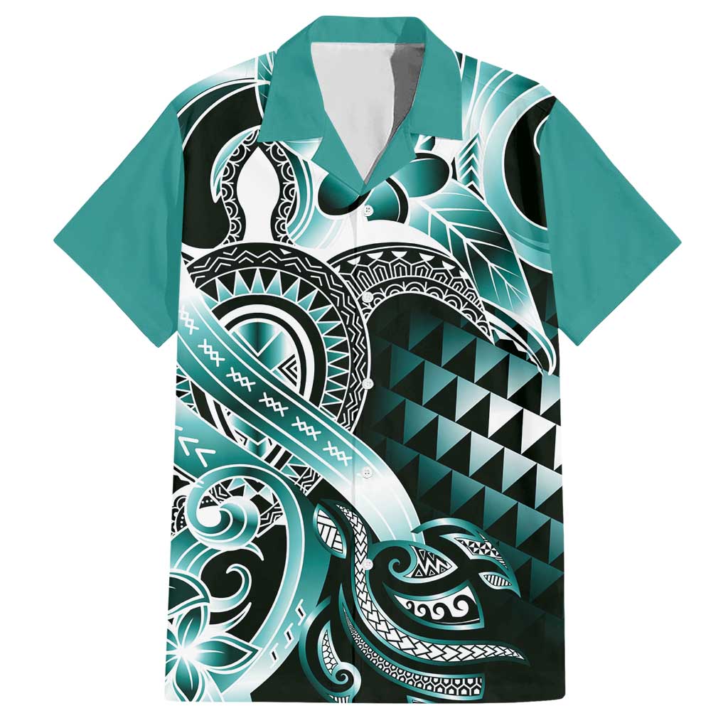 Aloha Turquoise Tribal Honu Tattoo Hawaiian Shirt LT9 Turquoise - Polynesian Pride
