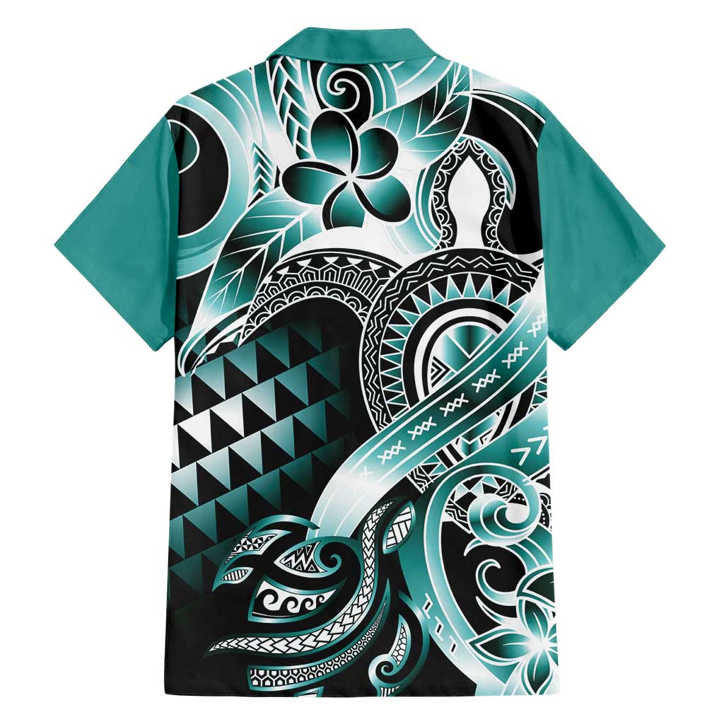 Aloha Turquoise Tribal Honu Tattoo Hawaiian Shirt LT9 - Polynesian Pride