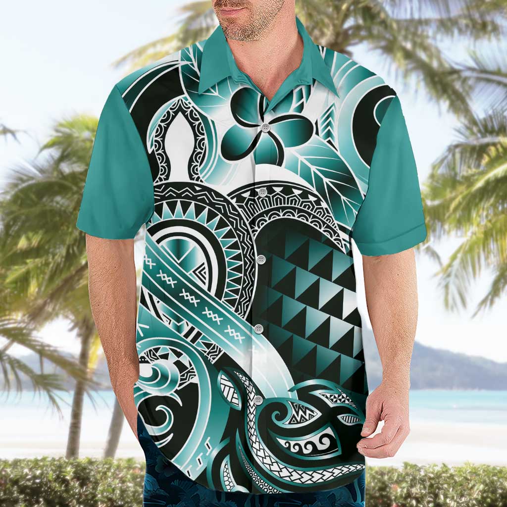 Aloha Turquoise Tribal Honu Tattoo Hawaiian Shirt LT9 - Polynesian Pride