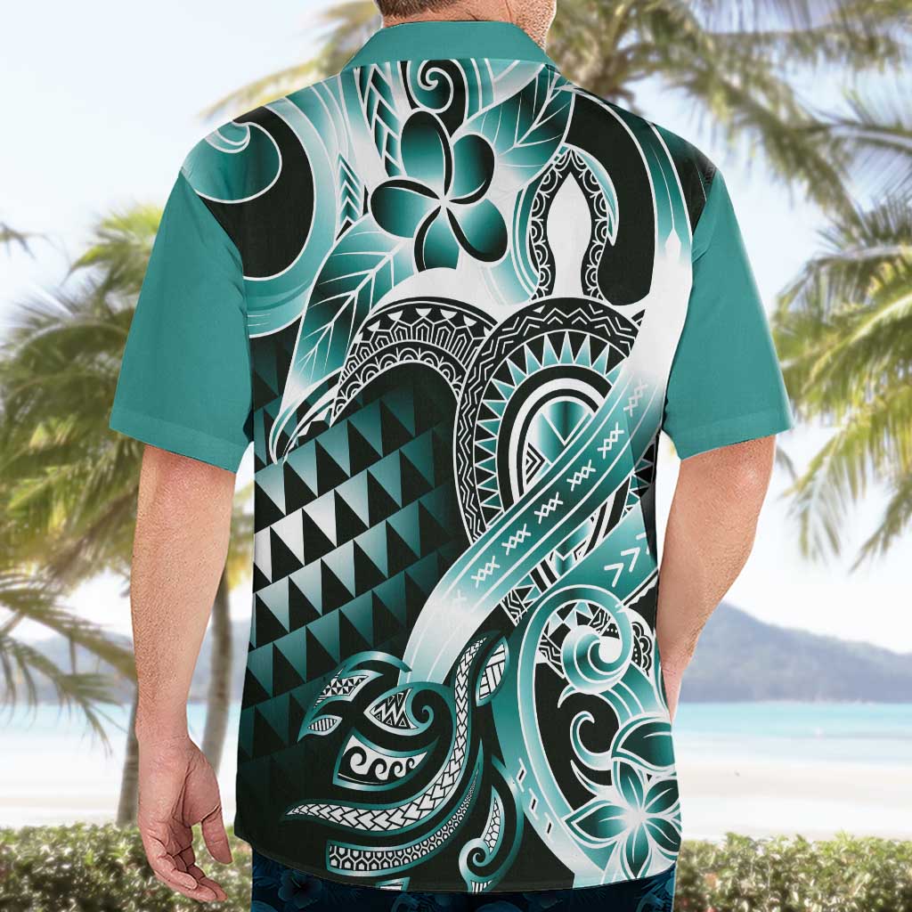 Aloha Turquoise Tribal Honu Tattoo Hawaiian Shirt LT9 - Polynesian Pride