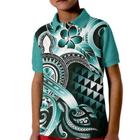 Aloha Turquoise Tribal Honu Tattoo Kid Polo Shirt