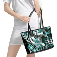 Aloha Turquoise Tribal Honu Tattoo Leather Tote Bag LT9 - Polynesian Pride