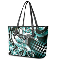 Aloha Turquoise Tribal Honu Tattoo Leather Tote Bag LT9 - Polynesian Pride