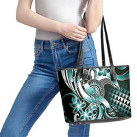 Aloha Turquoise Tribal Honu Tattoo Leather Tote Bag LT9 - Polynesian Pride