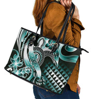 Aloha Turquoise Tribal Honu Tattoo Leather Tote Bag LT9 - Polynesian Pride