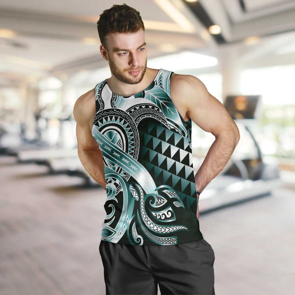 Aloha Turquoise Tribal Honu Tattoo Men Tank Top LT9 Turquoise - Polynesian Pride