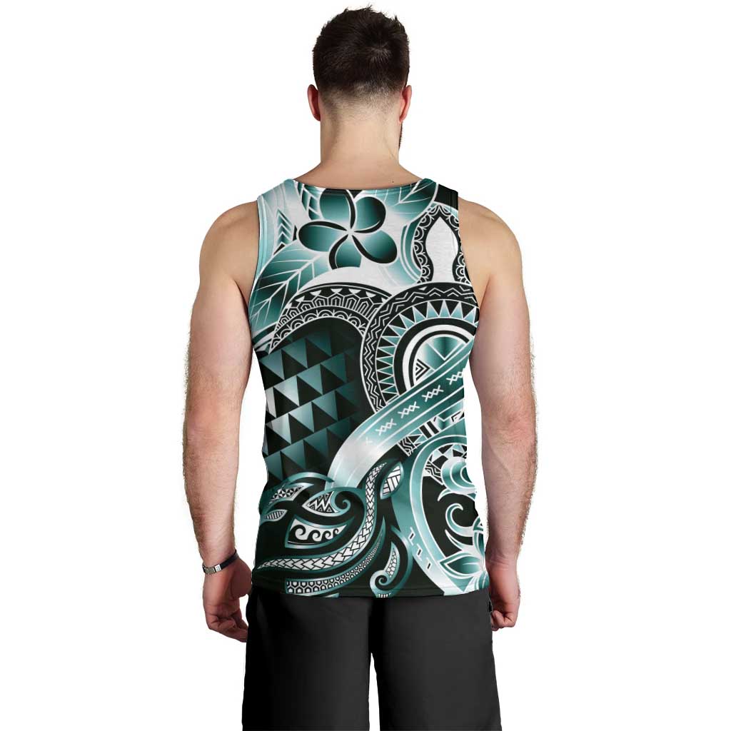 Aloha Turquoise Tribal Honu Tattoo Men Tank Top LT9 - Polynesian Pride