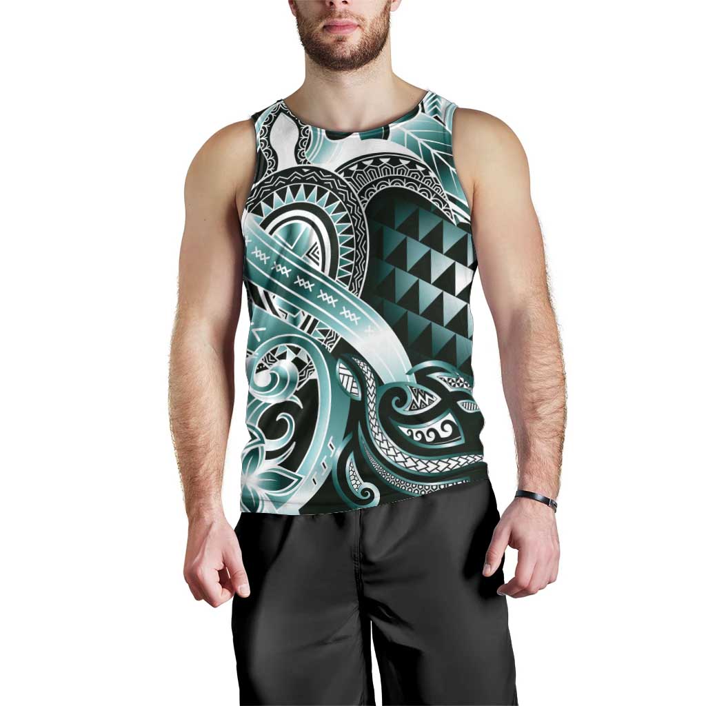 Aloha Turquoise Tribal Honu Tattoo Men Tank Top LT9 - Polynesian Pride