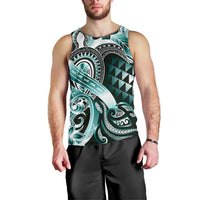 Aloha Turquoise Tribal Honu Tattoo Men Tank Top LT9 - Polynesian Pride