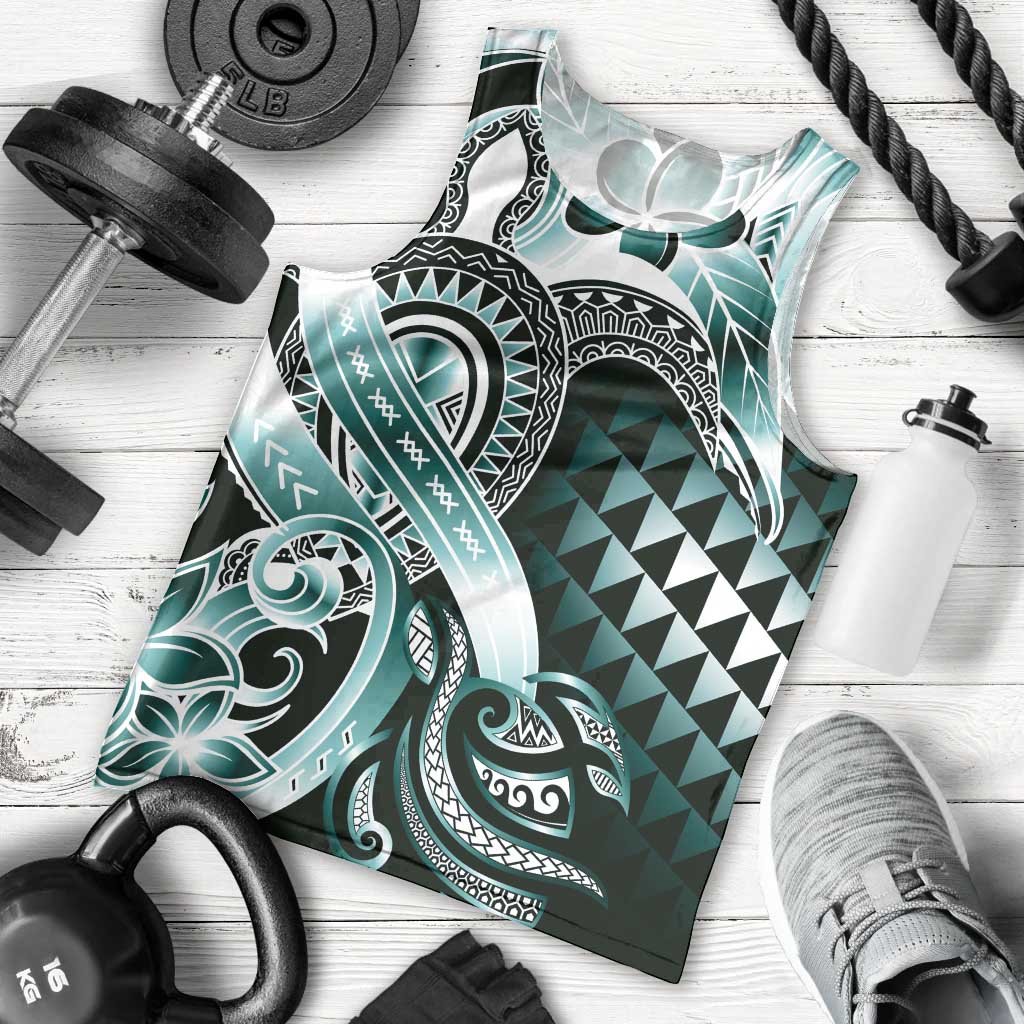Aloha Turquoise Tribal Honu Tattoo Men Tank Top LT9 - Polynesian Pride