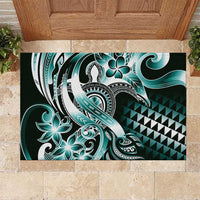 Aloha Turquoise Tribal Honu Tattoo Rubber Doormat
