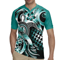 Aloha Turquoise Tribal Honu Tattoo Rugby Jersey LT9 - Polynesian Pride